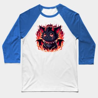 Adorable Demon Kitty Baseball T-Shirt
